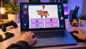 Cozy Cartoon Puzzle Gaming Setup